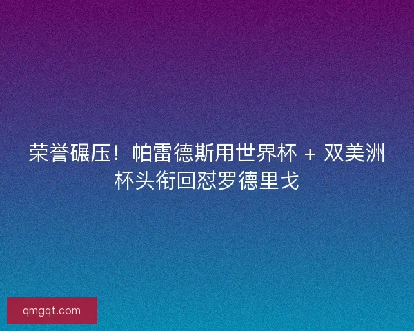 荣誉碾压！帕雷德斯用世界杯 + 双美洲杯头衔回怼罗德里戈