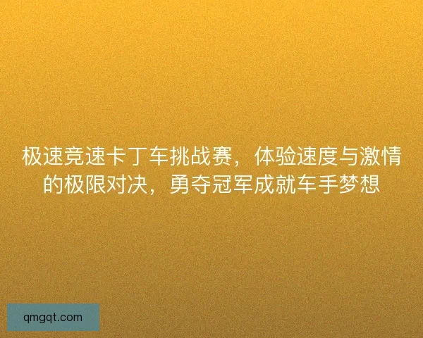 极速竞速卡丁车挑战赛，体验速度与激情的极限对决，勇夺冠军成就车手梦想