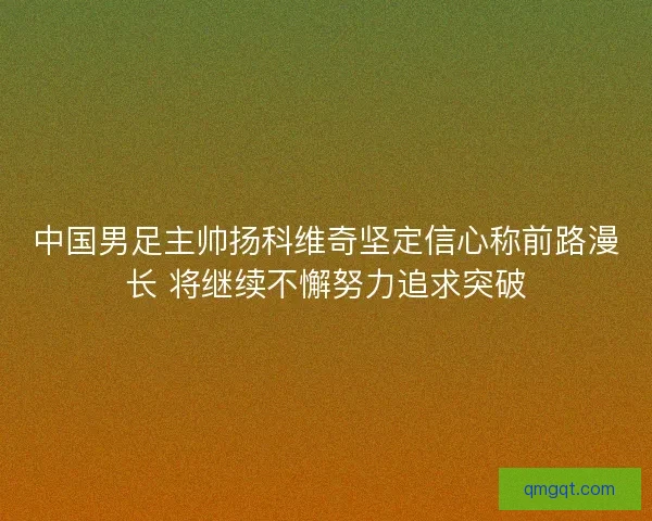 中国男足主帅扬科维奇坚定信心称前路漫长 将继续不懈努力追求突破