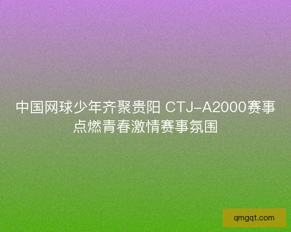 中国网球少年齐聚贵阳 CTJ-A2000赛事点燃青春激情赛事氛围